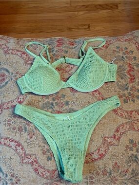 Light Green Ruched Bikini Set